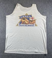 Camel Tank Top Mens One Size White Vintage 1990s Made in USA Graphic Cig Promo