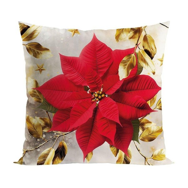 KissenhüLle Kissenbezug Weihnachtsdeko Xmas Weihnachten BläTter Rot Gold 40X40Cm-image