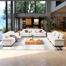 Modular Sectional Sofa Chenille & Corduroy Cloud Couch w/ Chaise and Cushion NEW