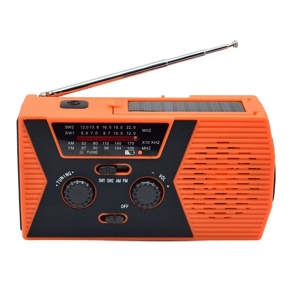 Solar Handkurbel Radio mit LED Taschenlampe AM FM und 4 LED Leselicht - Bild 2 von 4