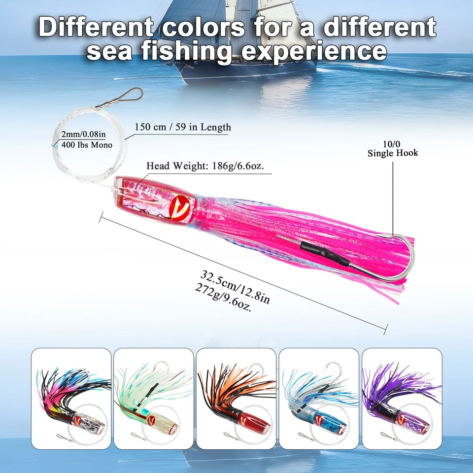 VIKETECH 12'' Resin Saltwater Fishing Trolling Lure Big Game Marlin Tuna Mahi - Image 2 of 4