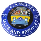 Vintage Volkswagen Sign - Porcelain VW Bus Service Scooby Doo Gas Sign