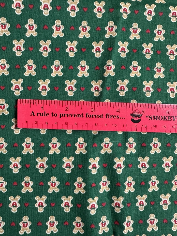 Gingerbread Man Christmas Fabric Cotton Quilting Crafting 2 Yards Vintage - Image 3 of 3
