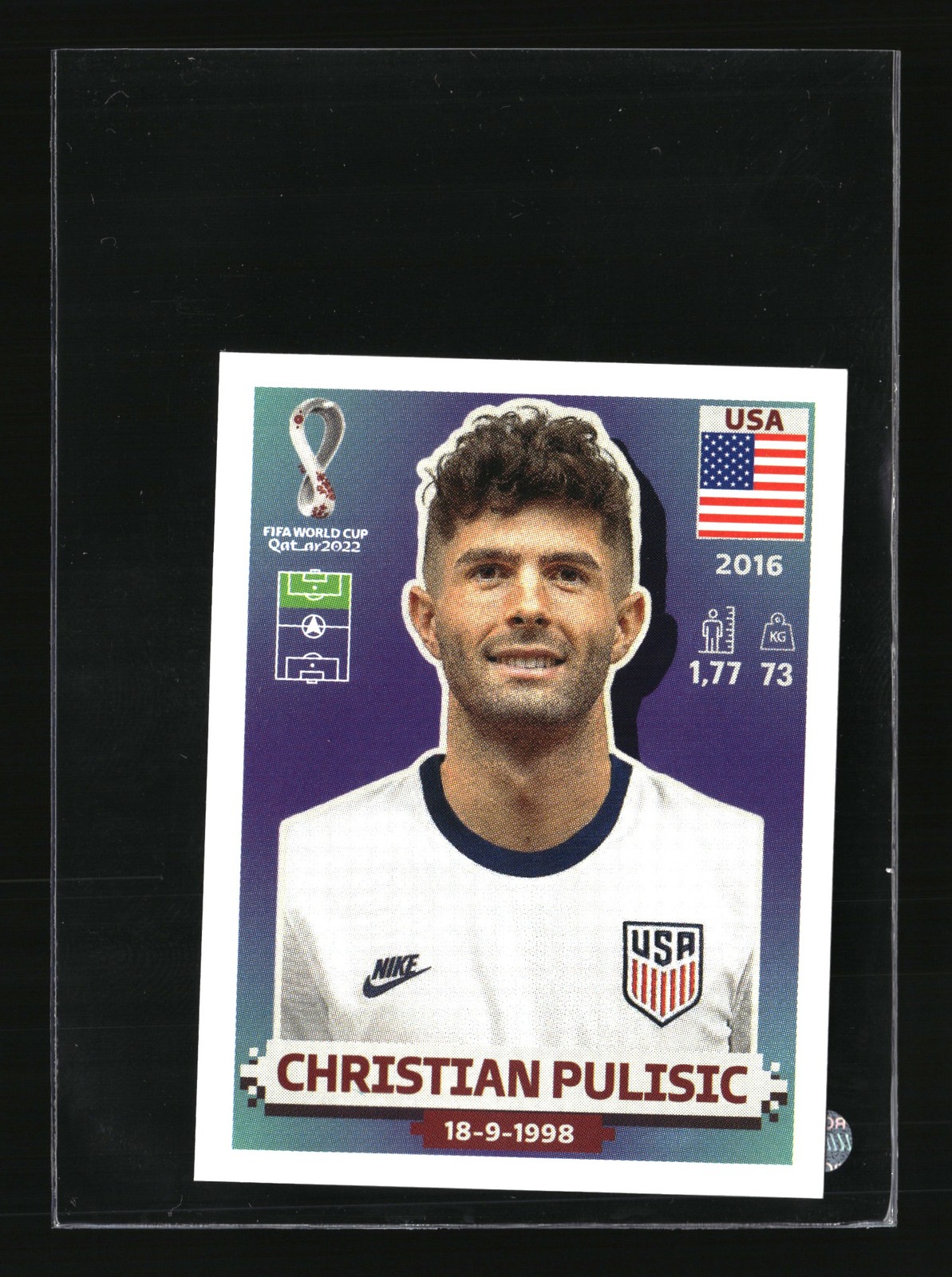 2022 Panini FIFA World Cup Stickers Christian Pulisic #USA18 NM
