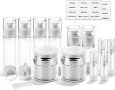 18 Pack Airless Pump Jars, 1.7/1/0.7/0.34oz Cosmetic Containers