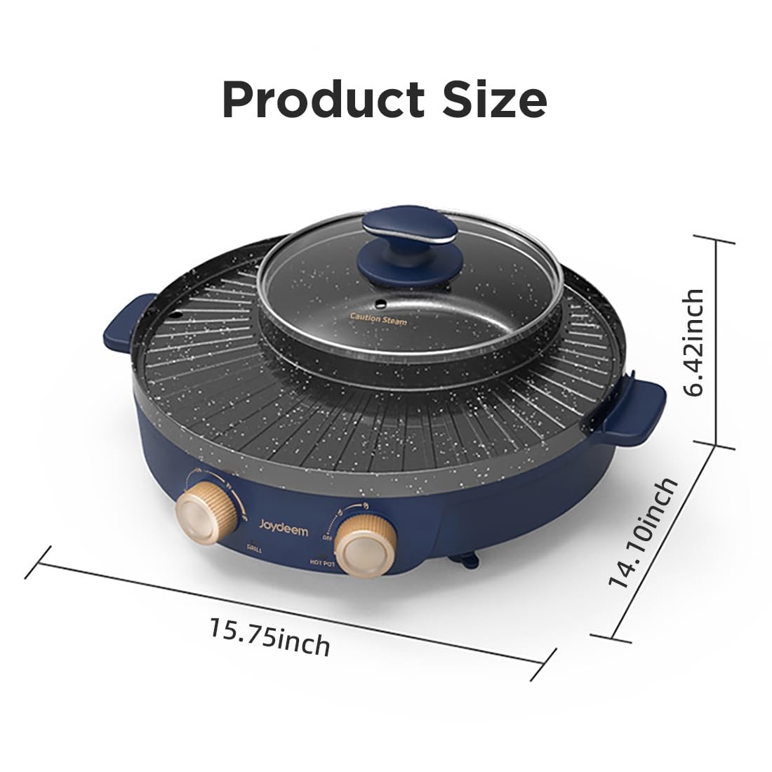 Electric Grill with Shabu Shabu Hot Pot, Compact Korean BBQ Hotpot Combo Mach...