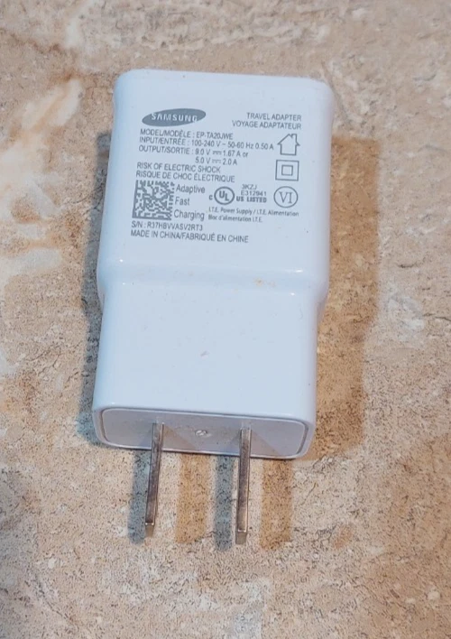 Samsung EP-TA20JWE USB Travel Wall Charger Power Adapter - White 5V 2A 9V 1.67A - Image 2 of 2