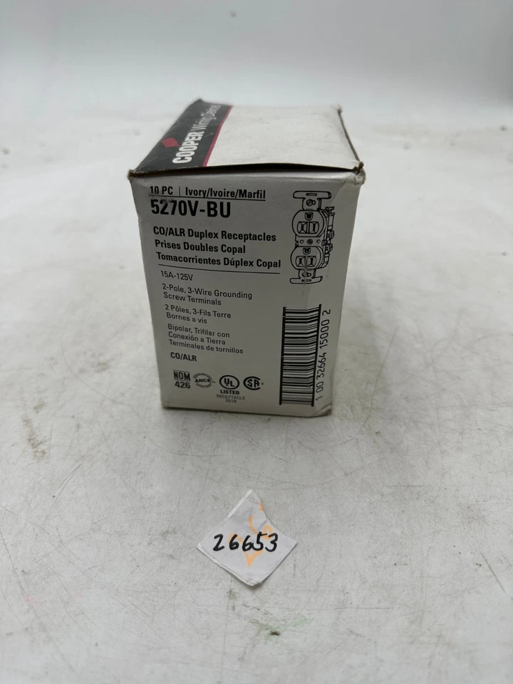 Cooper 5270V-BU Duplex Receptacles 15 Amp 125V 2P 3W - Image 2 of 4