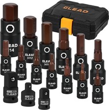 16pc Metric Hex Bit Allen Socket Set- S2 Steel 2mm-14mm W Socket Adapters 16pc Metric Hex Bit Allen Socket Set- S2 Steel 2mm-14mm W Socket Adapters