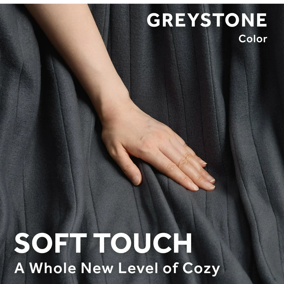 NEW Sunbeam Microplush Heated Blanket Twin Size Gray NEW Electric Heated Throw - Image 3 of 4