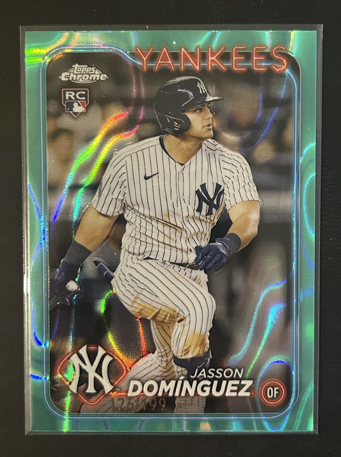 2024 Topps Chrome - Jasson Dominguez #89 Aqua Lava Refractor /199 (RC)