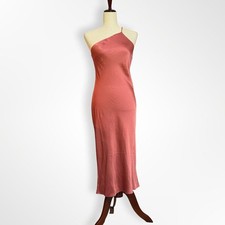 Express, Coral Orange Single Strap Silky Bias Cut Dress, S Wedding Guest