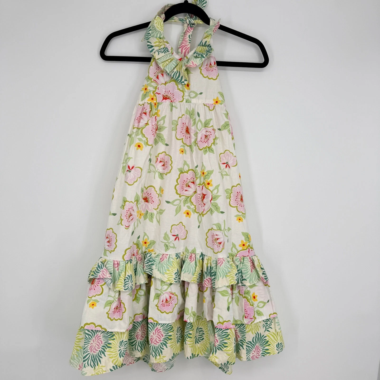 Belle N Beaux Floral Tiered Halter Dress Ruffle Made in the USA Cotton Girls 5