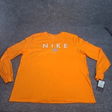 Nike Shirt Mens 2XL XXL Orange Gray Air Long Sleeve Sportswear Cotton Tee 16