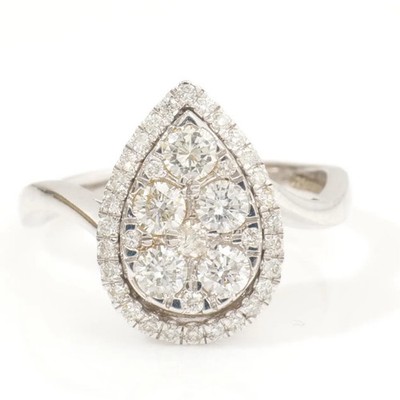 0.72ct Natural Diamond Pear Cluster Ring 14k Solid Gold Fine Jewelry Gift 