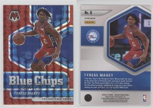 2020-21 Panini Mosaic Blue Chips Red Mosaic Prizm Tyrese Maxey #8 Rookie RC