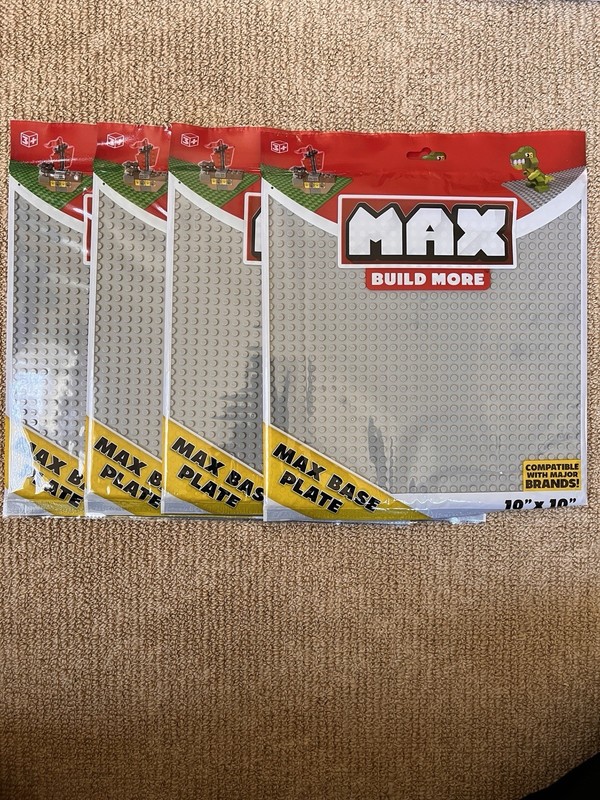 MAX Build More Base Plates Green 10"x10" Lot Of 4 Compatible Brick Block Toy Fun