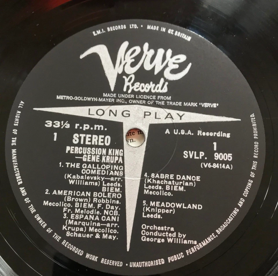 Gene Krupa ‎– Percussion King Vinyl LP Album 1962 Verve Jazz - Image 4 of 4