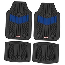 DualFlex Two-Tone Sport Design All-Weather Rubber Floor Mats for Car, Blue