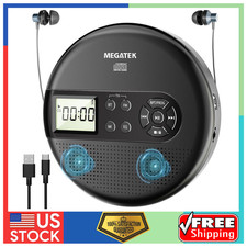 MEGATEK Portable CD Player Bluetooth for Car FM Transmitter Rechargeable Black