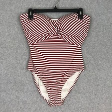 Kona Sol One Piece Swimsuit Medium Twist Knot Strapless Burgundy Nautical Preppy