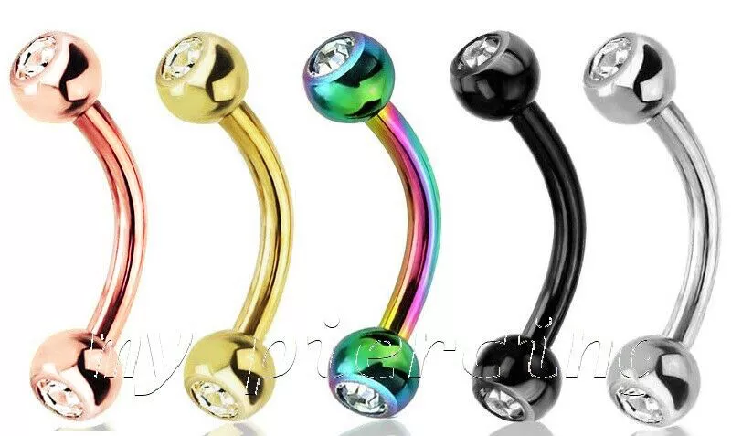 16G Surgical Steel ,Black, Eyebrow Ring, Curved Barbell, PVD Coated, S —  Vital Body Jewelry