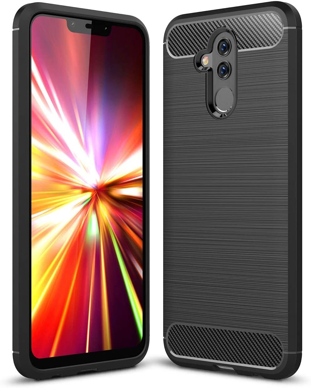 For HUAWEI MATE 20 LITE CARBON FIBER SHOCKPROOF CASE BLACK HEAVY DUTY SLIM COVER-image