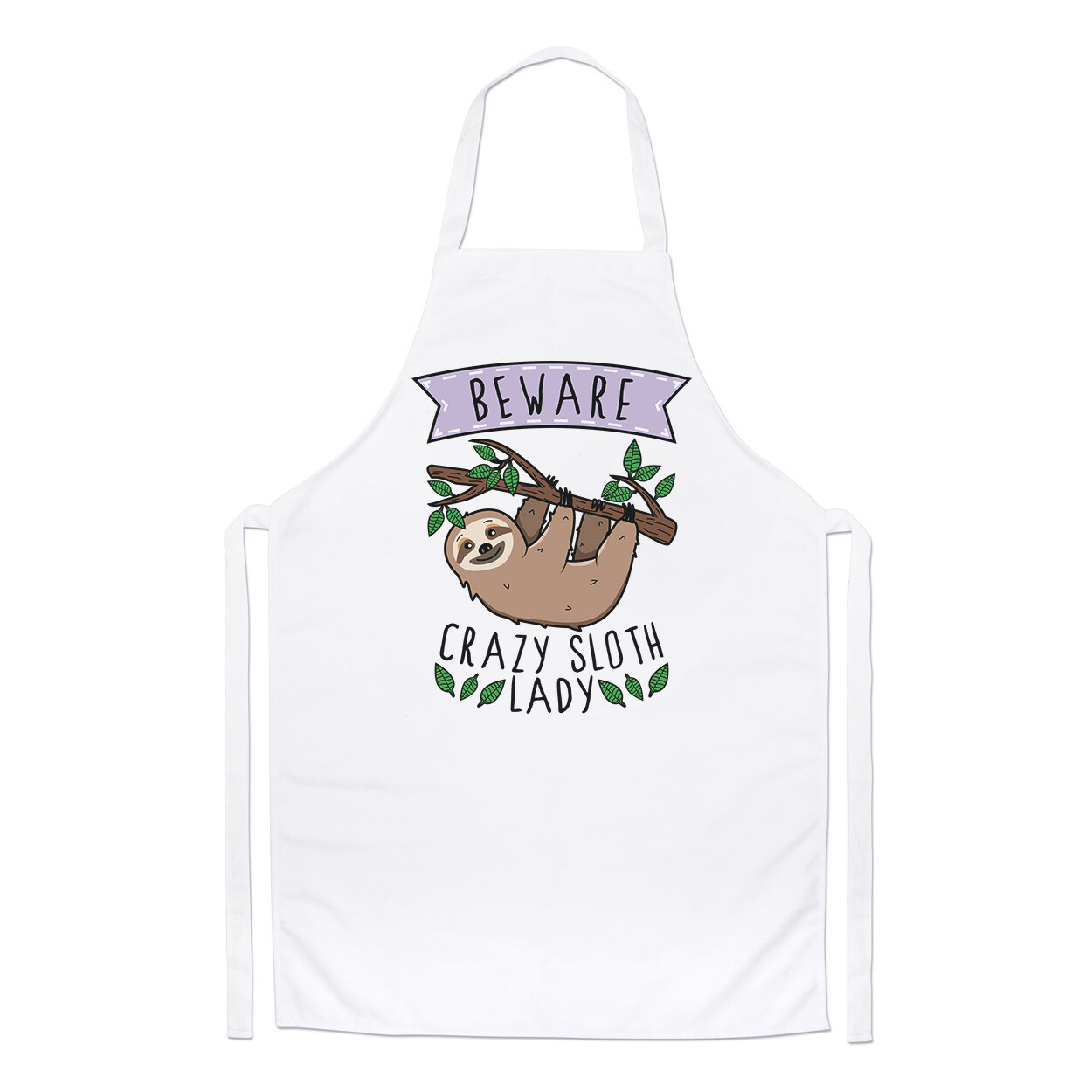 Beware Crazy Sloth Lady Chefs Apron Funny Joke Animal Lazy Cooking Baking