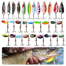 30pcs Fishing Lures Set Spinners Spoons Crank...