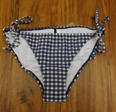 JCrew $44 Gingham String Bikini Bottom Sz XL classic gingham navy ivory G1330