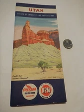1952 CHEVRON UTAH RPM ROAD MAP GASOLINE GAS ATLAS STANDARD MOTOR OIL CAPITOL REE