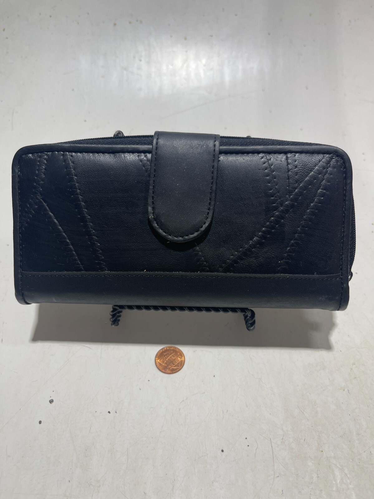 Patchwork Leather Black Zip Multi-Functional  Clu… - image 1