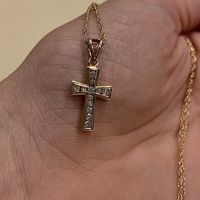 Henricks Fine Jewelers 14k gold diamond cross pendant with 14k gold chain 10 