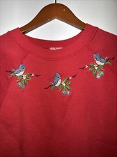 Vintage Christmas Sweatshirt Size 2XL RED Grandmas Christmas BIRDS