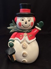 Vintage Christmas Snowman Candle Holder Figurine