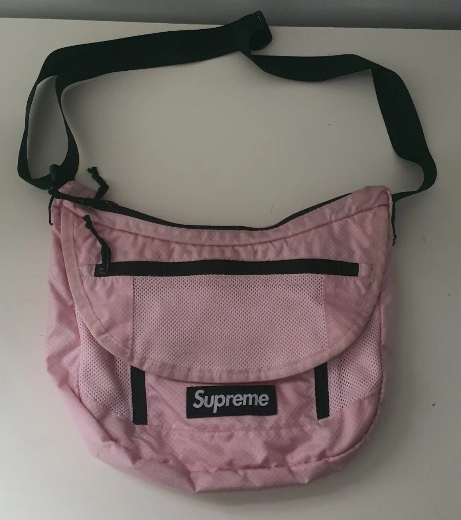 SS22 Supreme petit sac messager rose résistant à l'eau noir boîte logo 