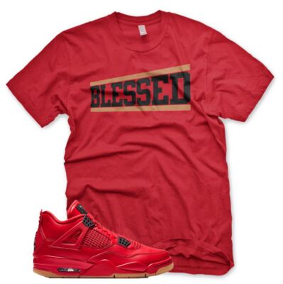 New OG BLESSED T Shirt for J1 4 Singles Day Fire Red