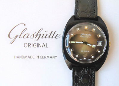 Glashütte Spezimatic Schwarz PVD GUB Automatik Armbanduhr 1975  Ungetragen