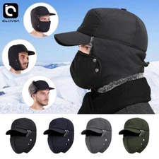 Men Winter Ear Flap Trapper Hat Aviator Face Mask Thermal Warm Fur Ski Cap Women