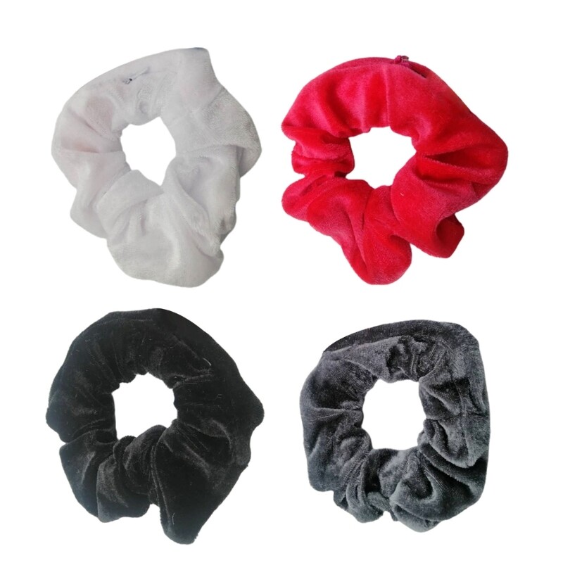 Plush Velvet Pocket Hair Scrunchies Stylish Ponytail Holders Elastic Bands