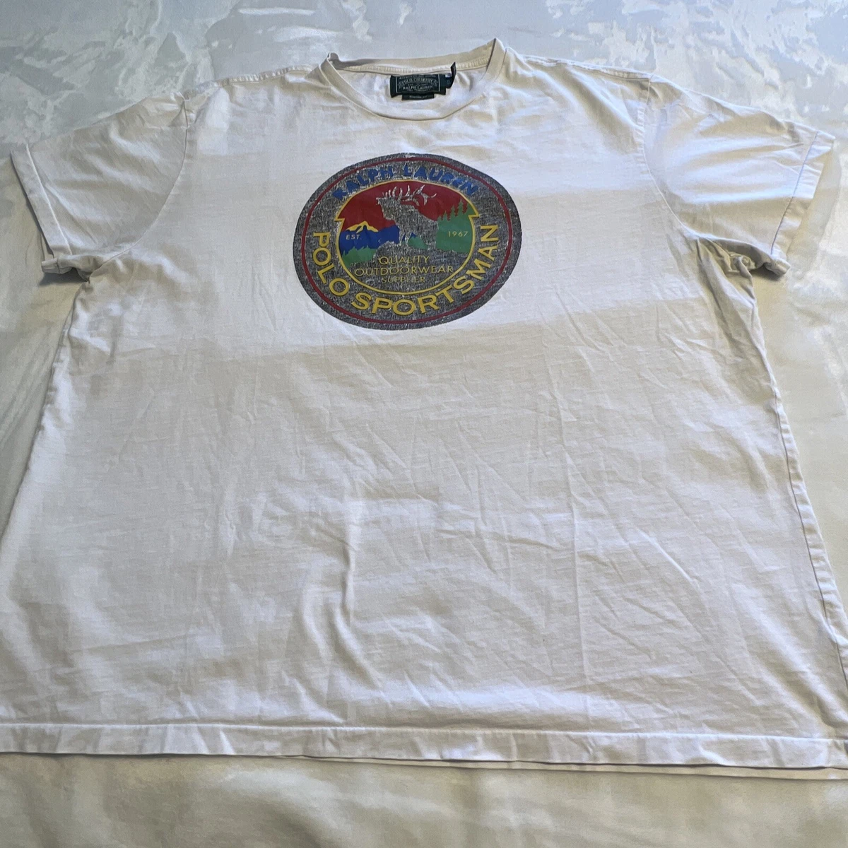 RALPH LAUREN Polo Country Polo Sportsman white vintage extra large t-shirt
