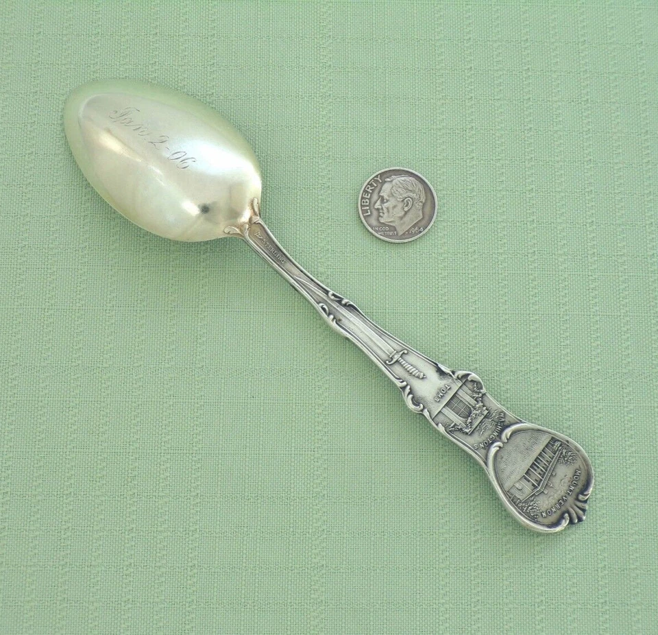WATSON Sterling SOUVENIR Spoon GEORGE WASHINGTON DC Capitol MT VERNON Tomb Sword - Image 3 of 4