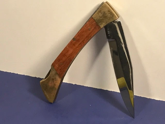 Vintage Pocket Knife Folding Blade Lock Sportsman Stainless Steel Case Box Wood - Image 2 of 4