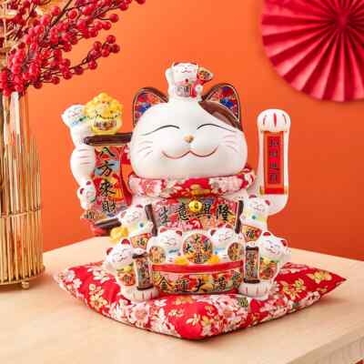 Ceramic Maneki Neko Lucky Cat Home Decor Waving Hand Cat