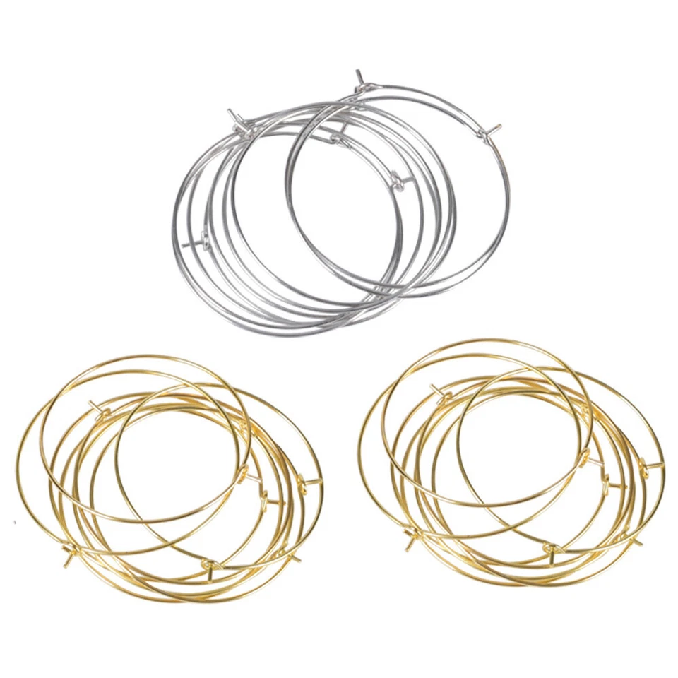 50x Hágalo Usted Mismo Fabricación de Joyas Dije Cuentas Aro Lazo Pendiente Alambre de Oreja Círculo Grande 25 mm Foto 2 de 4