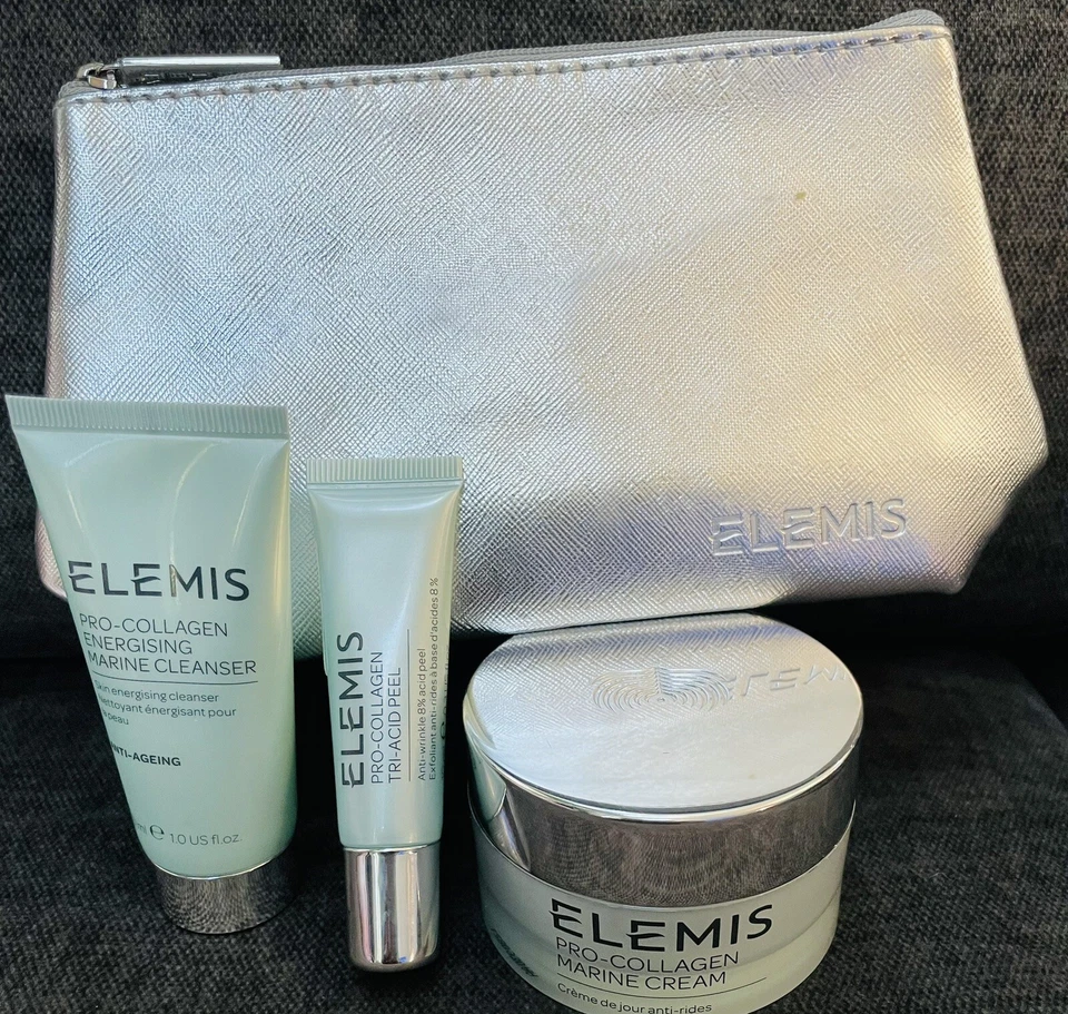Набор ELEMIS PRO-COLLAGEN морской крем 1,6 унц, морской очиститель, три кислоты PeelW сумка - Изображение 2 из 4
