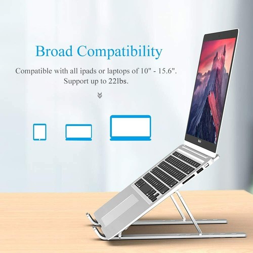Tasshz Laptop Desk Stand Adjustable Portable Aluminum 6-Levels Height Foldable - Picture 4 of 7