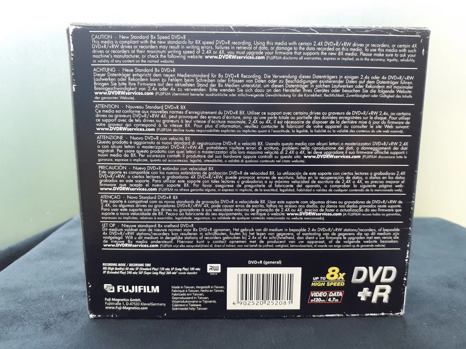 DVDs 120M. 5 X Fujifilm Magnetics Disk DVD + R 4.7GB DVD+R 120 minutes 8x Speed - Image 4 of 4