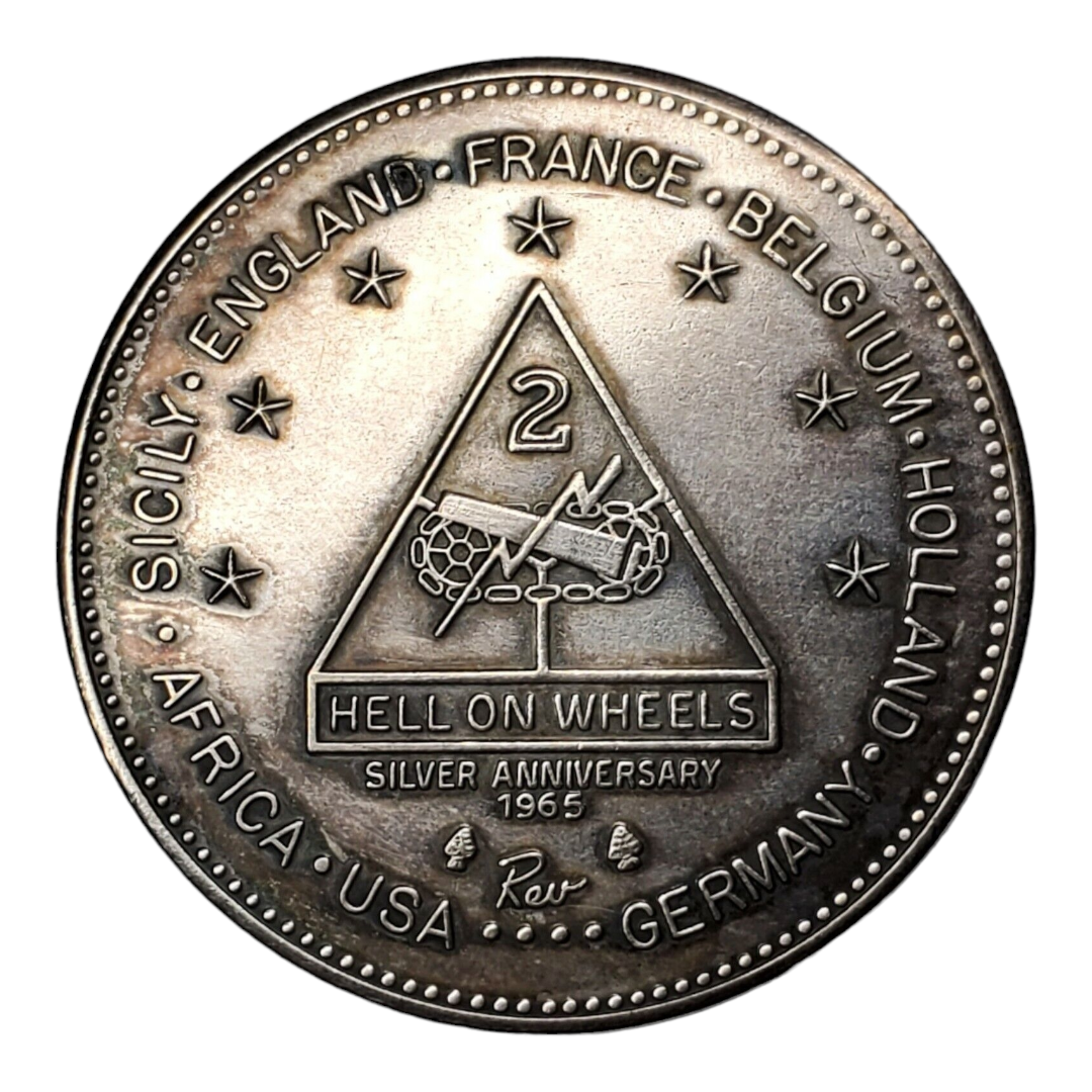 1965 WW2 2nd Armored Division Hell on Wheels Silver Medal Benning