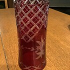 Bohemian Czech Crystal Hurricane Shade~Candle Chimney~Ruby Red~Cut to Clear~7” T — photo 4
